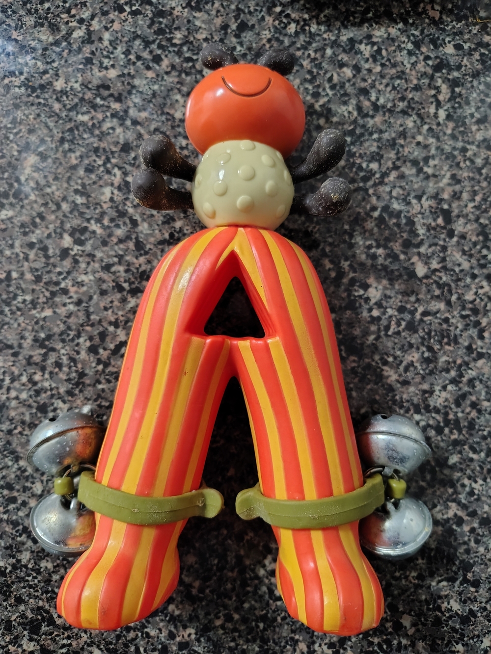 Bright Colorful Striped Rattle Toy - Orange & Yellow